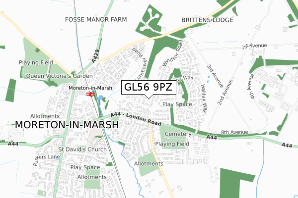 GL56 9PZ map - small scale - OS Open Zoomstack (Ordnance Survey)