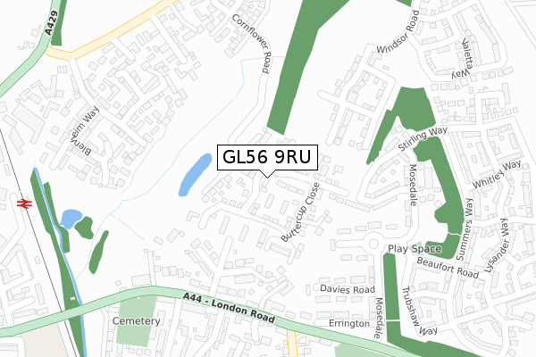 GL56 9RU map - large scale - OS Open Zoomstack (Ordnance Survey)