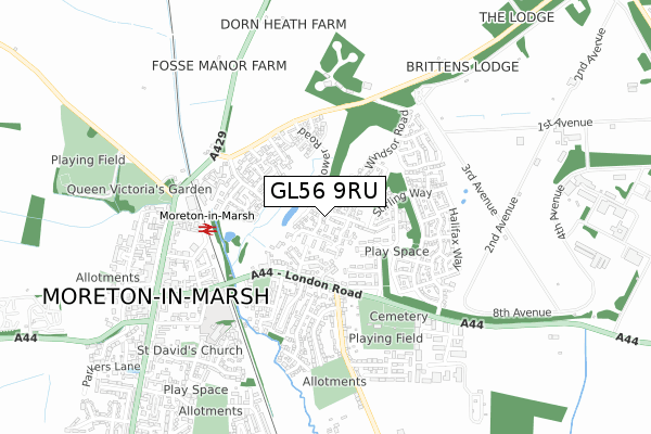 GL56 9RU map - small scale - OS Open Zoomstack (Ordnance Survey)