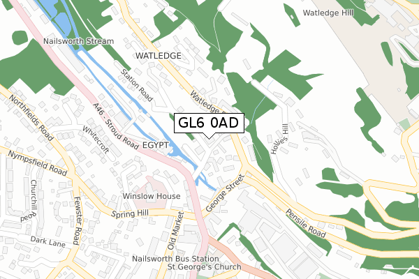 GL6 0AD map - large scale - OS Open Zoomstack (Ordnance Survey)