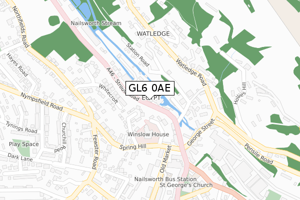 GL6 0AE map - large scale - OS Open Zoomstack (Ordnance Survey)