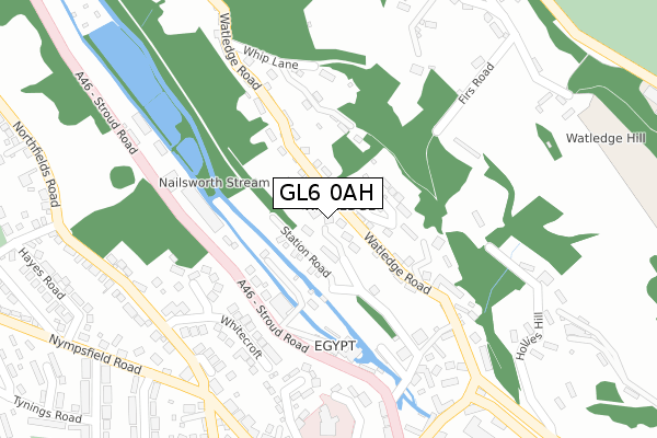 GL6 0AH map - large scale - OS Open Zoomstack (Ordnance Survey)