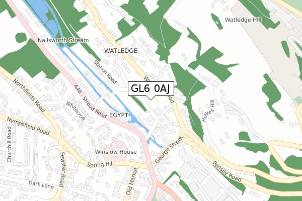 GL6 0AJ map - large scale - OS Open Zoomstack (Ordnance Survey)