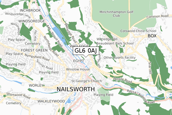 GL6 0AJ map - small scale - OS Open Zoomstack (Ordnance Survey)