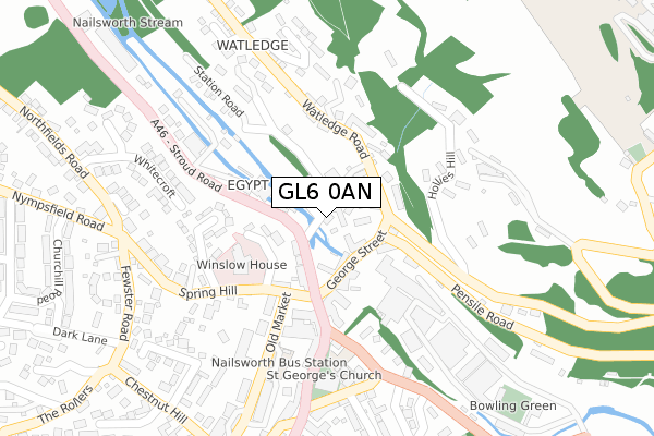 GL6 0AN map - large scale - OS Open Zoomstack (Ordnance Survey)