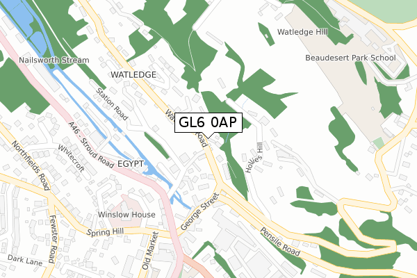 GL6 0AP map - large scale - OS Open Zoomstack (Ordnance Survey)