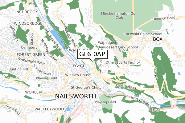 GL6 0AP map - small scale - OS Open Zoomstack (Ordnance Survey)