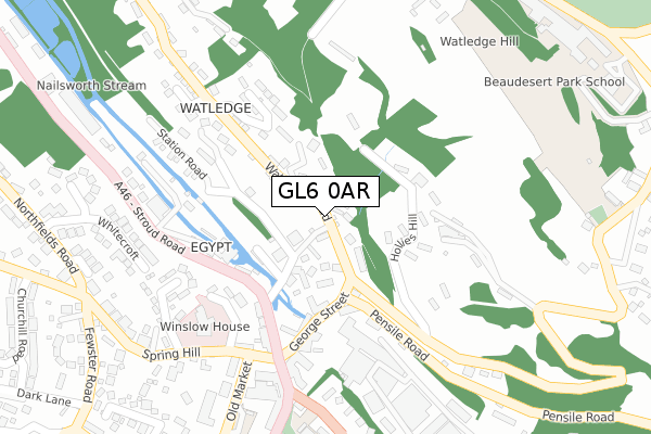 GL6 0AR map - large scale - OS Open Zoomstack (Ordnance Survey)