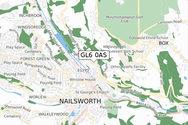 GL6 0AS map - small scale - OS Open Zoomstack (Ordnance Survey)