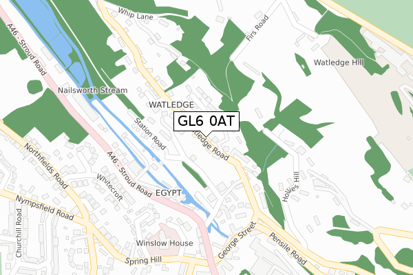 GL6 0AT map - large scale - OS Open Zoomstack (Ordnance Survey)