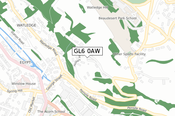 GL6 0AW map - large scale - OS Open Zoomstack (Ordnance Survey)