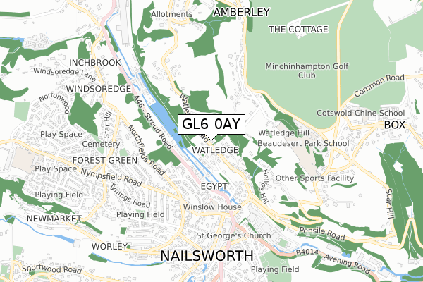 GL6 0AY map - small scale - OS Open Zoomstack (Ordnance Survey)