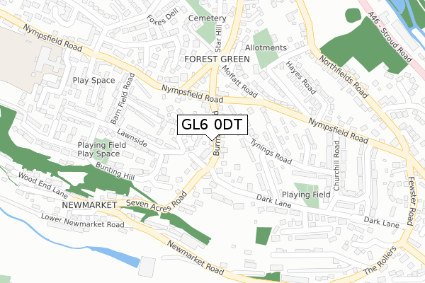 GL6 0DT map - large scale - OS Open Zoomstack (Ordnance Survey)