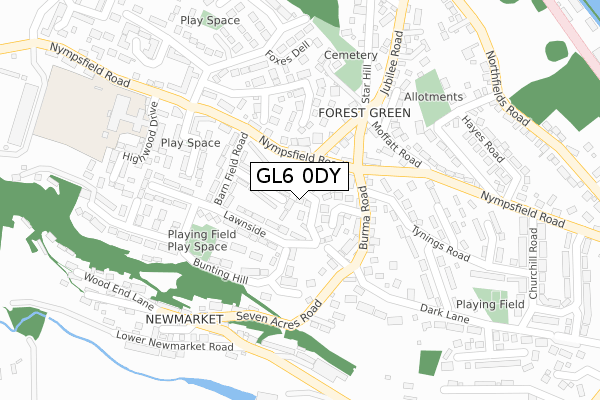 GL6 0DY map - large scale - OS Open Zoomstack (Ordnance Survey)