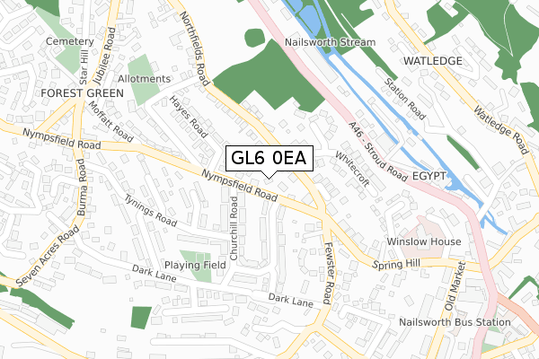 GL6 0EA map - large scale - OS Open Zoomstack (Ordnance Survey)