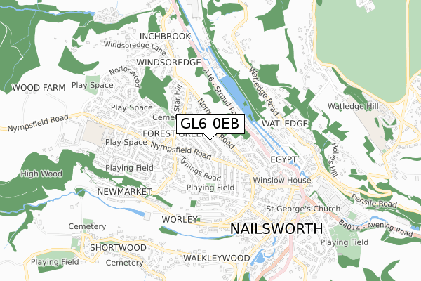 GL6 0EB map - small scale - OS Open Zoomstack (Ordnance Survey)