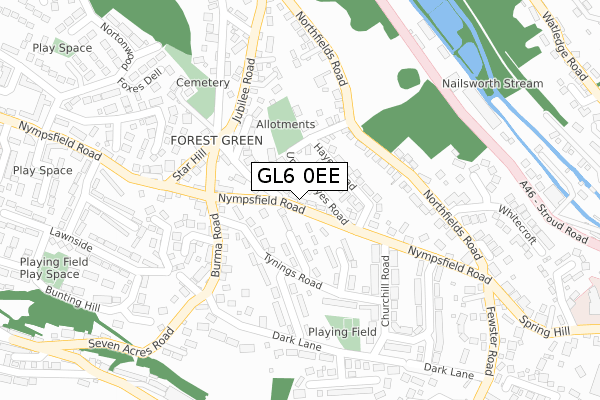 GL6 0EE map - large scale - OS Open Zoomstack (Ordnance Survey)