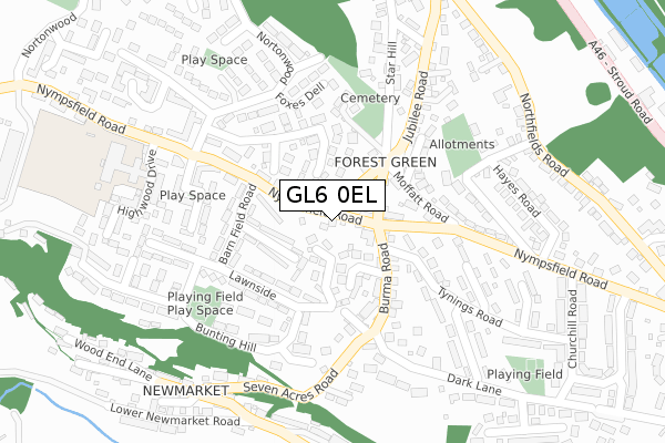 GL6 0EL map - large scale - OS Open Zoomstack (Ordnance Survey)