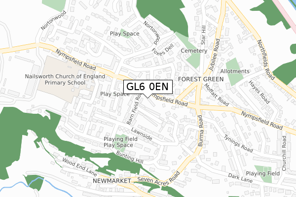 GL6 0EN map - large scale - OS Open Zoomstack (Ordnance Survey)