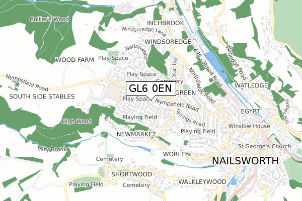 GL6 0EN map - small scale - OS Open Zoomstack (Ordnance Survey)