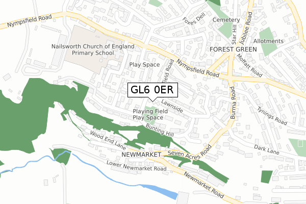 GL6 0ER map - large scale - OS Open Zoomstack (Ordnance Survey)