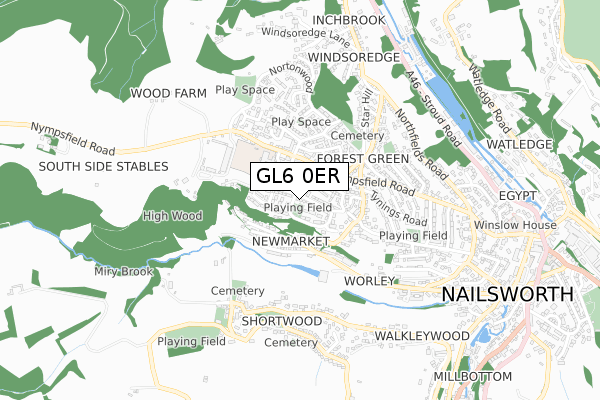 GL6 0ER map - small scale - OS Open Zoomstack (Ordnance Survey)