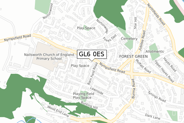 GL6 0ES map - large scale - OS Open Zoomstack (Ordnance Survey)