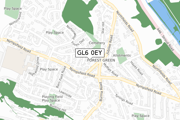 GL6 0EY map - large scale - OS Open Zoomstack (Ordnance Survey)