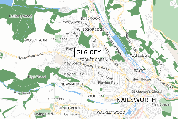 GL6 0EY map - small scale - OS Open Zoomstack (Ordnance Survey)