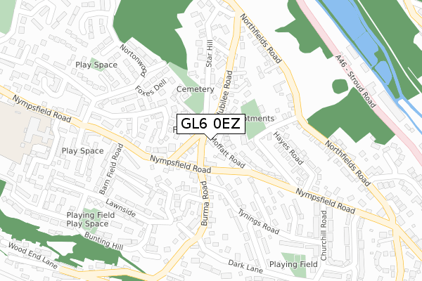 GL6 0EZ map - large scale - OS Open Zoomstack (Ordnance Survey)