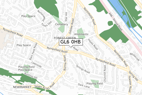 GL6 0HB map - large scale - OS Open Zoomstack (Ordnance Survey)