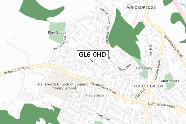 GL6 0HD map - large scale - OS Open Zoomstack (Ordnance Survey)