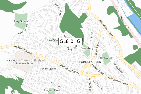 GL6 0HG map - large scale - OS Open Zoomstack (Ordnance Survey)