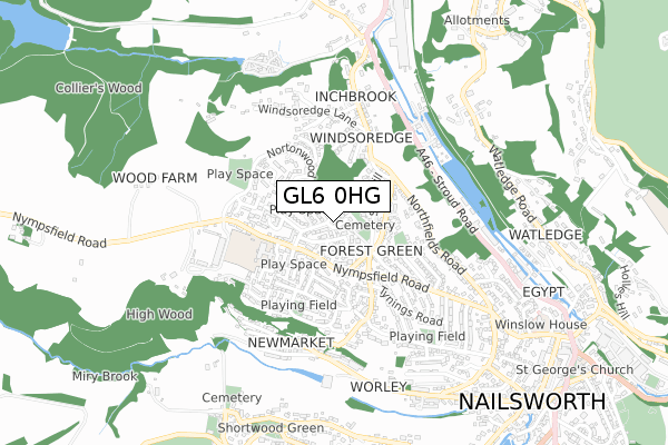 GL6 0HG map - small scale - OS Open Zoomstack (Ordnance Survey)