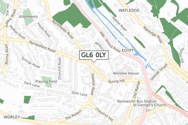 GL6 0LY map - large scale - OS Open Zoomstack (Ordnance Survey)