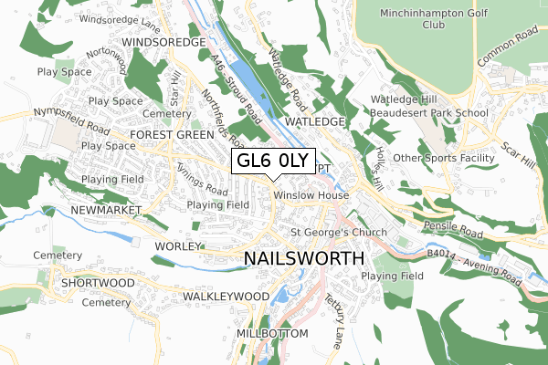 GL6 0LY map - small scale - OS Open Zoomstack (Ordnance Survey)