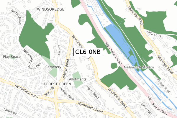 GL6 0NB map - large scale - OS Open Zoomstack (Ordnance Survey)