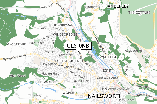 GL6 0NB map - small scale - OS Open Zoomstack (Ordnance Survey)