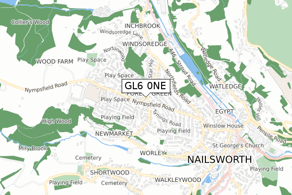 GL6 0NE map - small scale - OS Open Zoomstack (Ordnance Survey)