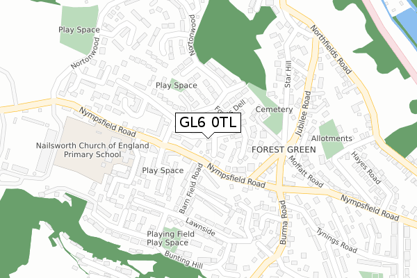 GL6 0TL map - large scale - OS Open Zoomstack (Ordnance Survey)