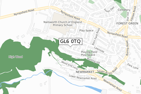 GL6 0TQ map - large scale - OS Open Zoomstack (Ordnance Survey)