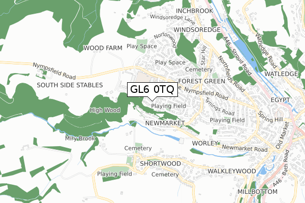 GL6 0TQ map - small scale - OS Open Zoomstack (Ordnance Survey)