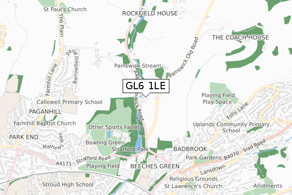 GL6 1LE map - small scale - OS Open Zoomstack (Ordnance Survey)