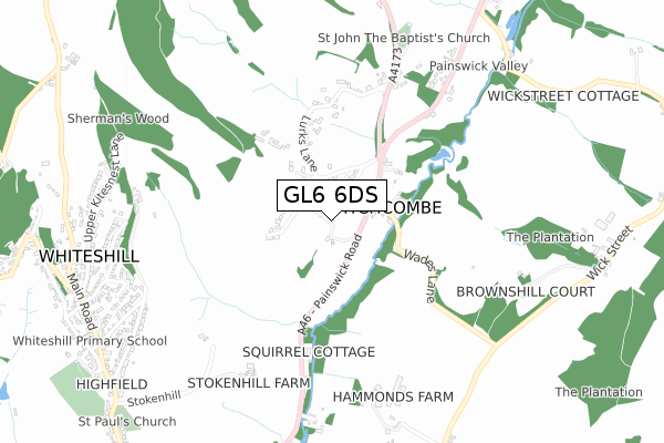 GL6 6DS map - small scale - OS Open Zoomstack (Ordnance Survey)