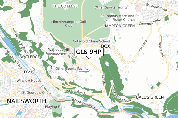 GL6 9HP map - small scale - OS Open Zoomstack (Ordnance Survey)