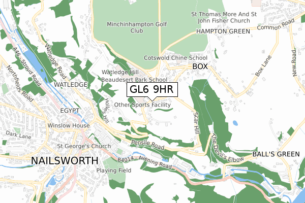 GL6 9HR map - small scale - OS Open Zoomstack (Ordnance Survey)