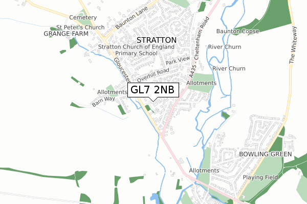 GL7 2NB map - small scale - OS Open Zoomstack (Ordnance Survey)