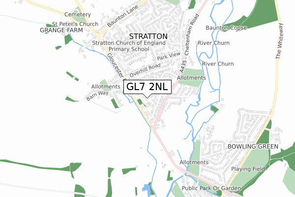 GL7 2NL map - small scale - OS Open Zoomstack (Ordnance Survey)