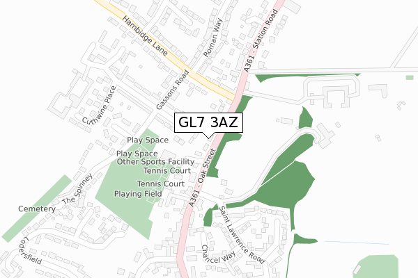 GL7 3AZ map - large scale - OS Open Zoomstack (Ordnance Survey)