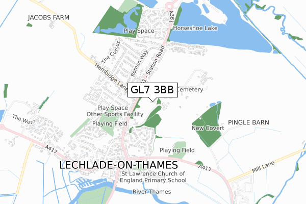 GL7 3BB map - small scale - OS Open Zoomstack (Ordnance Survey)